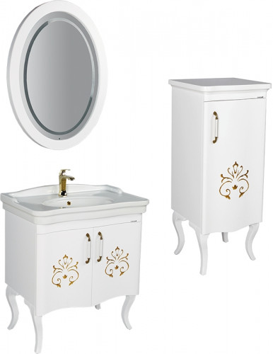 Тумба Creavit Antik 50 AN2115.02.BB Белая с декором МДФ / ЛДСП, массив дерева