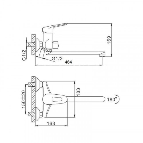 Смеситель для ванны D-Lin D147428-6 универсальный цвет  Хром