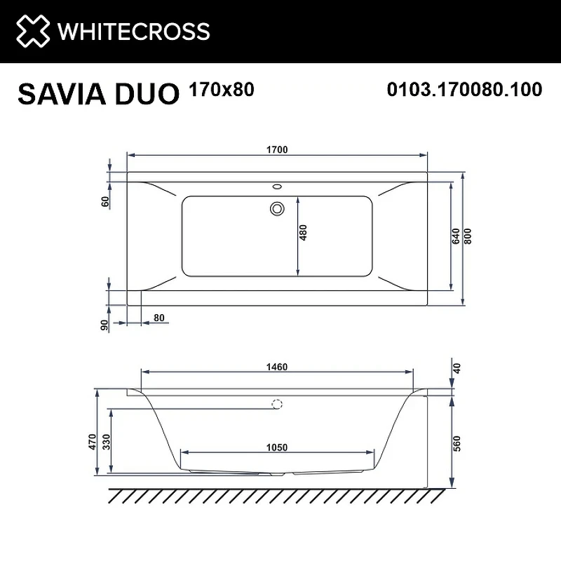 Акриловая ванна Whitecross Savia Duo 170x80 0103.170080.100 без гидромассажа