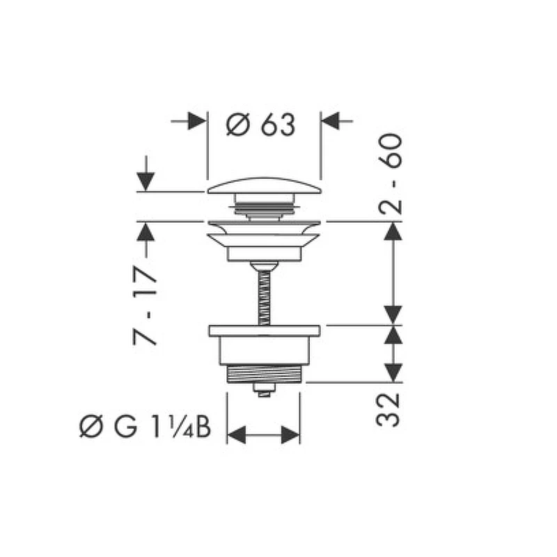 Донный клапан Hansgrohe 50100340 click-clack Шлифованный черный хром