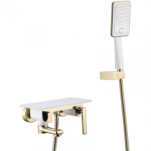 Смеситель для ванны Lemark Mista LM6414WG Золото Белый латунь на стену