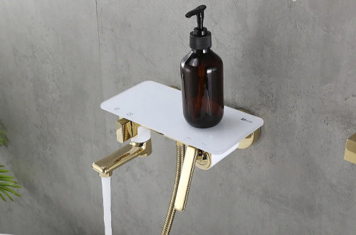 Смеситель для ванны Lemark Mista LM6414WG Золото Белый латунь на стену