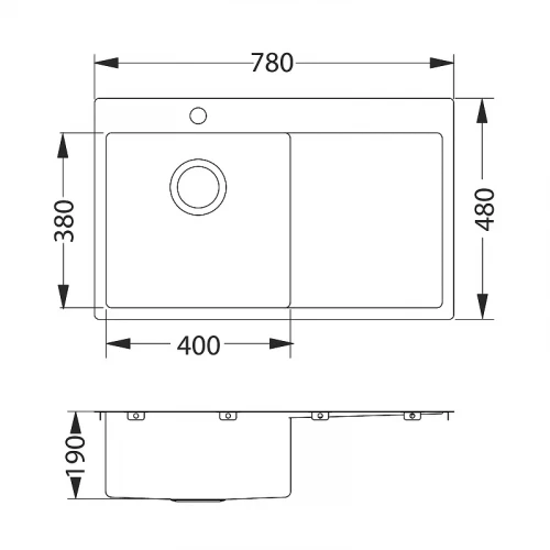 Кухонная мойка Alveus Quarto 30 BRS-90 780x480 1124384 Брашированная сталь нержавеющая сталь встраиваемый