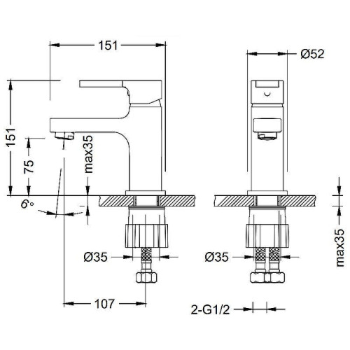 Смеситель для раковины Lemark Aura LM0606C Хром Синий