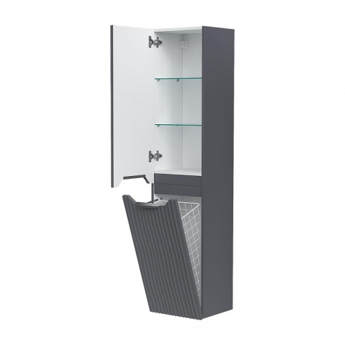 Шкаф пенал Equil Mirage 36 ppMIRAGE36.L.KZ-07 подвесной с бельевой корзиной цвет Графит софт