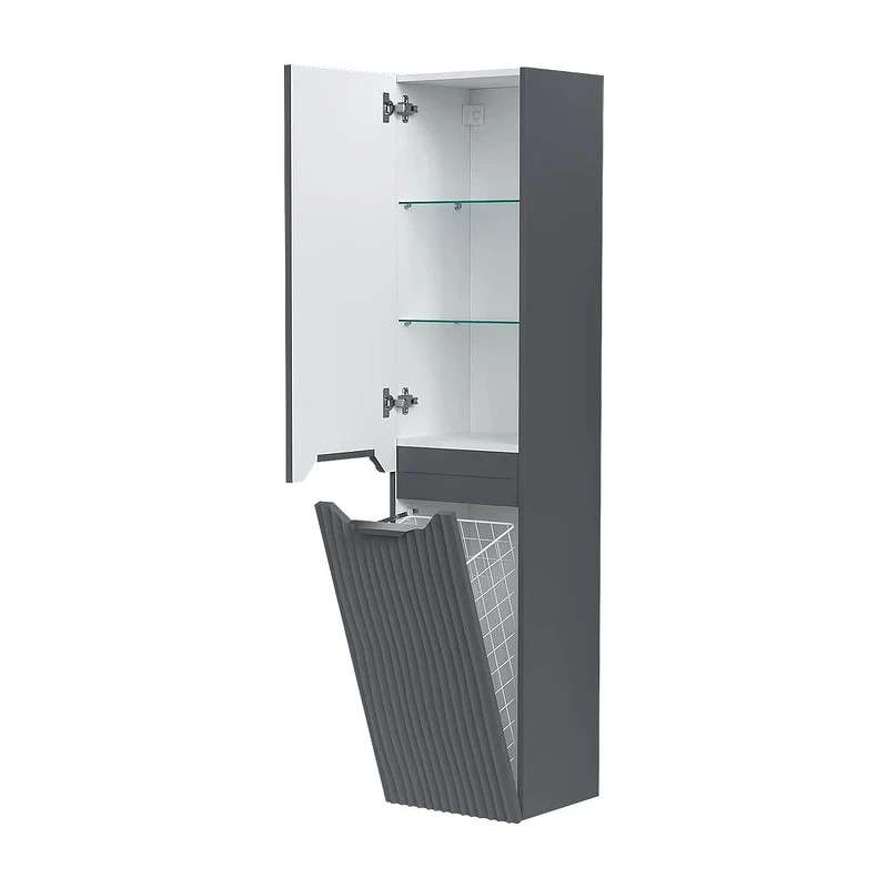 Шкаф пенал Equil Mirage 36 ppMIRAGE36.L.KZ-07 подвесной с бельевой корзиной цвет Графит софт