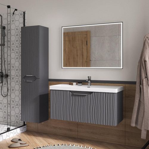 Шкаф пенал Equil Mirage 36 ppMIRAGE36.L.KZ-07 подвесной с бельевой корзиной цвет Графит софт