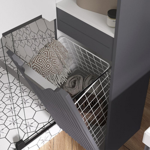 Шкаф пенал Equil Mirage 36 ppMIRAGE36.L.KZ-07 подвесной с бельевой корзиной цвет Графит софт