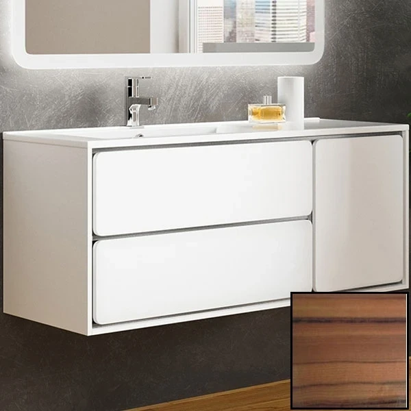 Тумба с раковиной SanVit Бруно-2 120 L kbruno2120 с фактурой под дерево подвесная Зебрано МДФ / ЛДСП