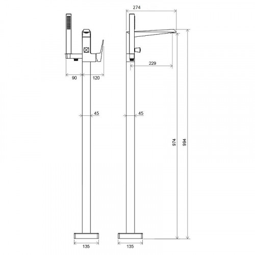 Смеситель для ванны Ravak Freedom FM 081.00 X070079 Хром латунь на пол