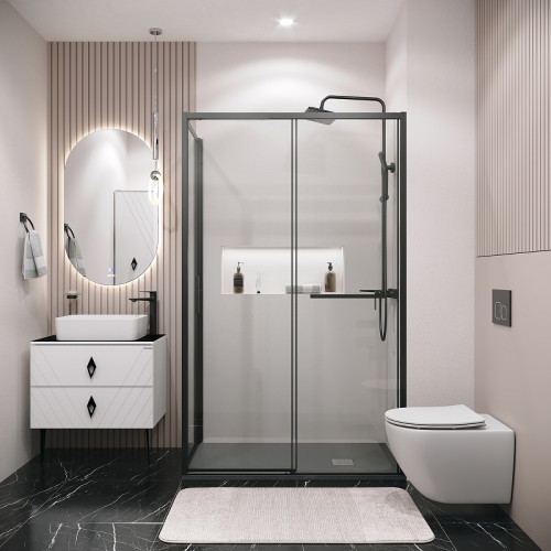 Душевой уголок Grossman Style 110х80 120.K33.05.1180.21.00 профиль Черный матовый стекло прозрачное