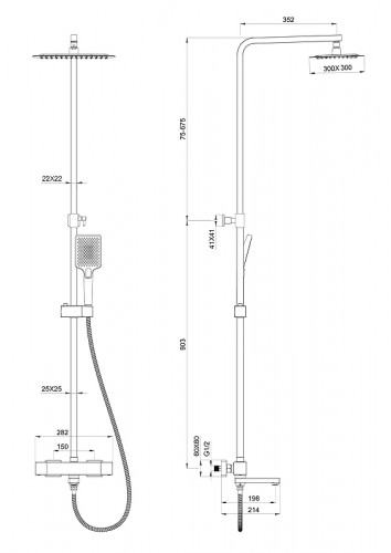 Душевая система Wonzon &amp; Woghand WW-88739901-CR с термостатом цвет Хром