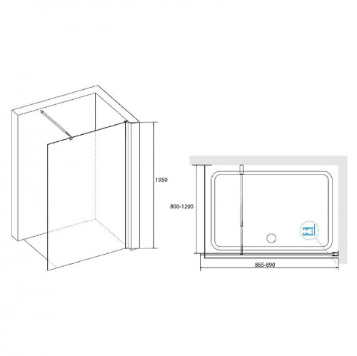 Душевая перегородка RGW Walk In 90 411002109-41 профиль цвет Хром стекло cora