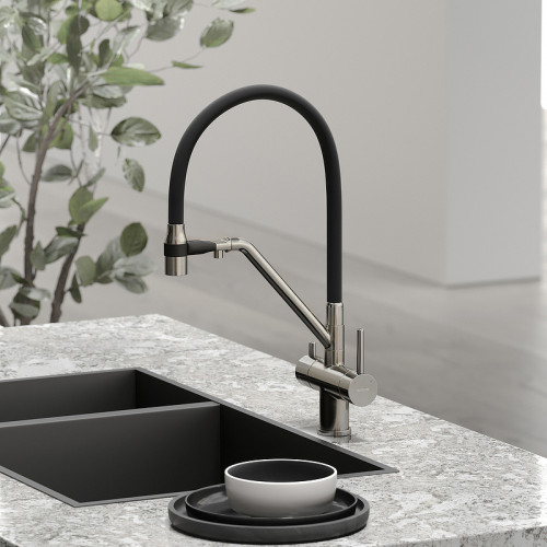 Смеситель для кухни Sancos Dora SC4003BN Никель брашированный Черный латунь