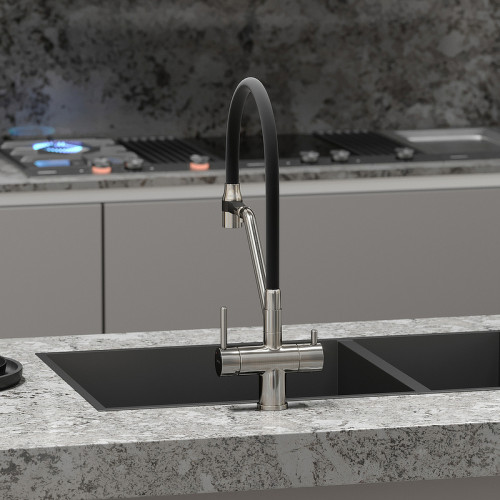 Смеситель для кухни Sancos Dora SC4003BN Никель брашированный Черный латунь