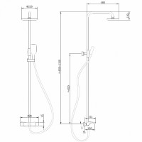 Душевая система Abber Thermostat AF8516NG с термостатом Никель латунь на стену