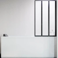 Шторка на ванну Veconi Palau PL-73BR 90 R PL73BR-90-01-19C4 профиль Черный матовый стекло прозрачное