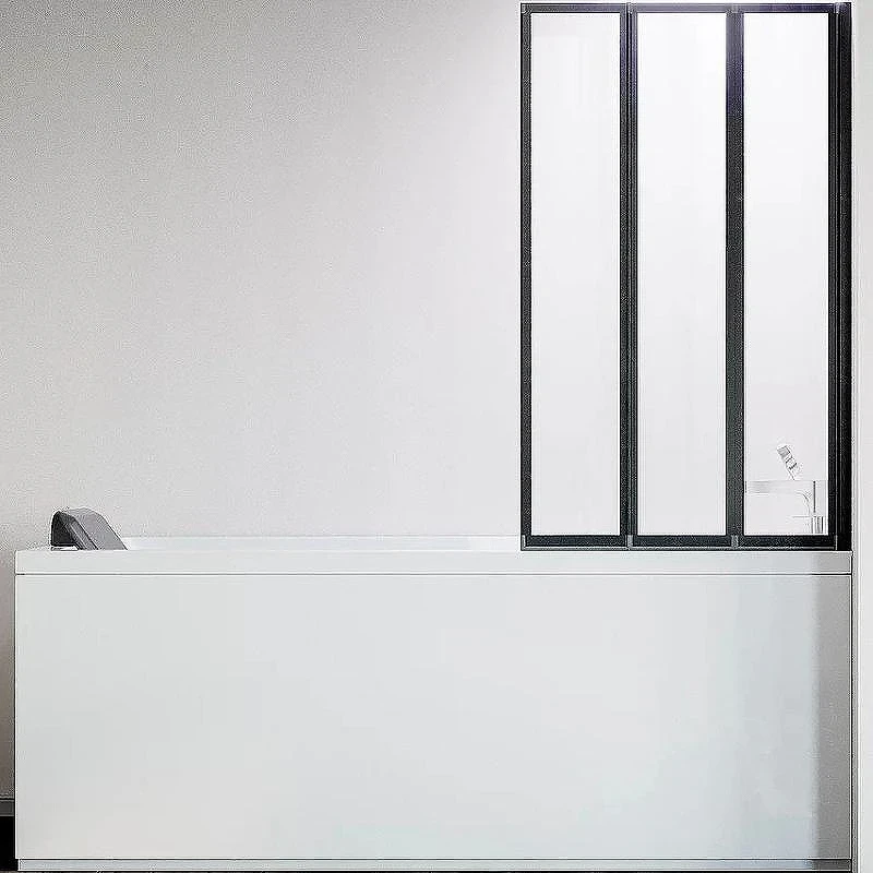 Шторка на ванну Veconi Palau PL-73BR 90 R PL73BR-90-01-19C4 профиль Черный матовый стекло прозрачное