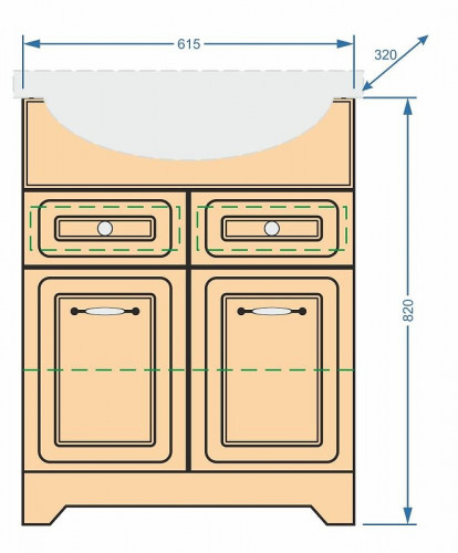 Тумба под раковину Stella Polar Кармела 65 SP-00000178 Карпатская ель