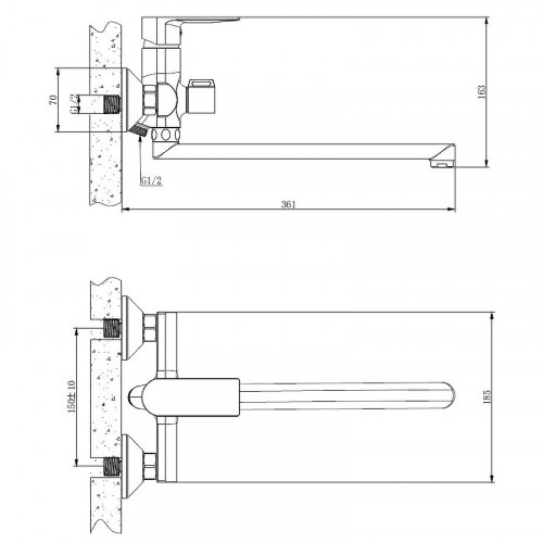 Смеситель для ванны Belz B679 B22679 универсальный  Хром латунь на стену