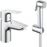 Смеситель для раковины Grohe BauEdge 23757001 с гигиеническим душем Хром латунь