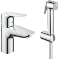 Смеситель для раковины Grohe BauEdge 23757001 с гигиеническим душем Хром латунь