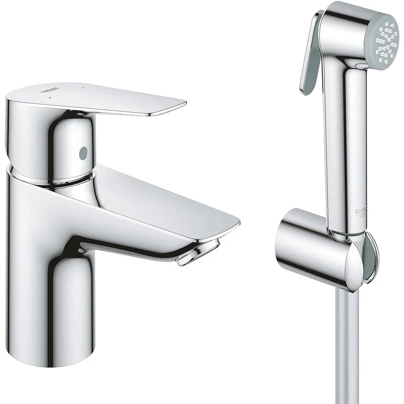 Смеситель для раковины Grohe BauEdge 23757001 с гигиеническим душем Хром латунь