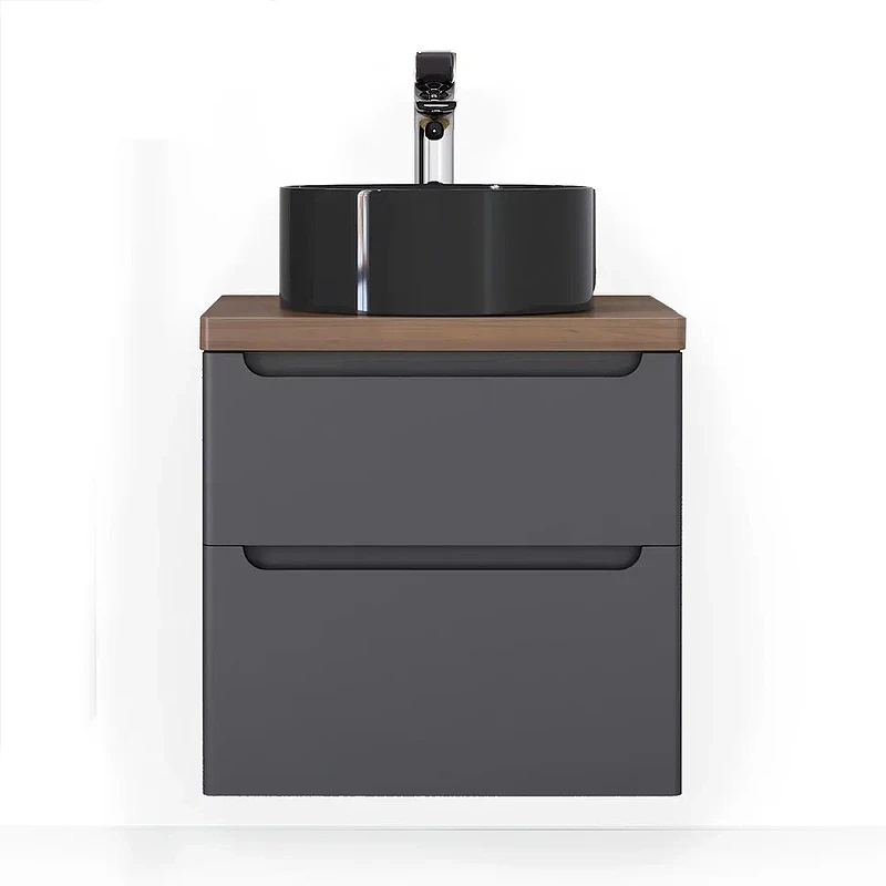 Тумба под раковину Jorno Wood 60 wood.01.60/P/GR подвесная Серая МДФ / ЛДСП