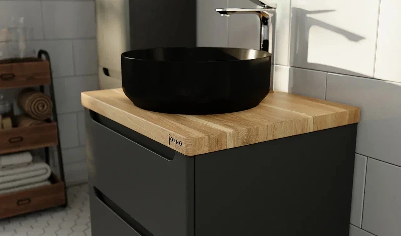 Тумба под раковину Jorno Wood 60 wood.01.60/P/GR подвесная Серая МДФ / ЛДСП