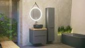 Тумба под раковину Jorno Wood 60 wood.01.60/P/GR подвесная Серая МДФ / ЛДСП