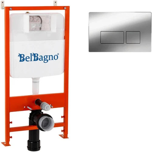 Инсталляция BelBagno BB026/BB041CR с клавишей смыва Хром глянцевый пластик