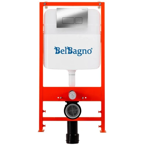 Инсталляция BelBagno BB026/BB041CR с клавишей смыва Хром глянцевый пластик