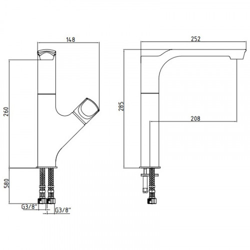 Смеситель для кухни E.C.A. Myra 102118063HEX Хром латунь