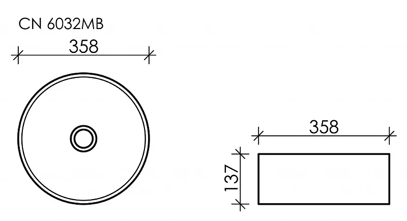 Раковина-чаша Ceramicanova Element 36 CN6032MB Черная матовая фарфор накладная