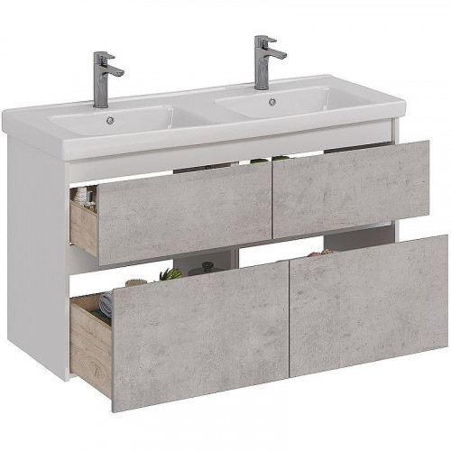 Тумба под раковину Lemark Combi 125 LM03C125T-Beton подвесная Бетон Белый глянец