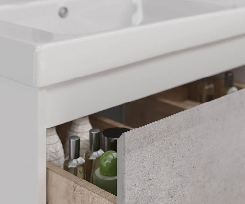 Тумба под раковину Lemark Combi 125 LM03C125T-Beton подвесная Бетон Белый глянец