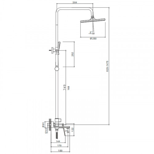 Душевая система Splenka S04.24 Хром латунь на стену