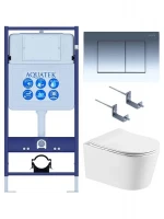 Комплект унитаза с инсталляцией Aquatek Set Aquatek Оберон T KDI10 цвет Белый с сиденьем Микролифт и клавишей смыва цвет Хром глянцевый