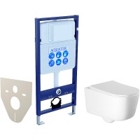 Комплект унитаза с инсталляцией Aquatek Set Aquatek Лугано с сиденьем Микролифт фарфор подвесной