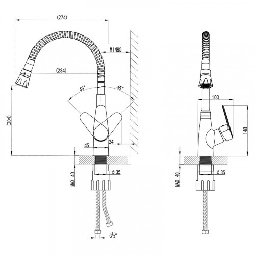 Смеситель для кухни AWP Meseli K1004C цвет Хром