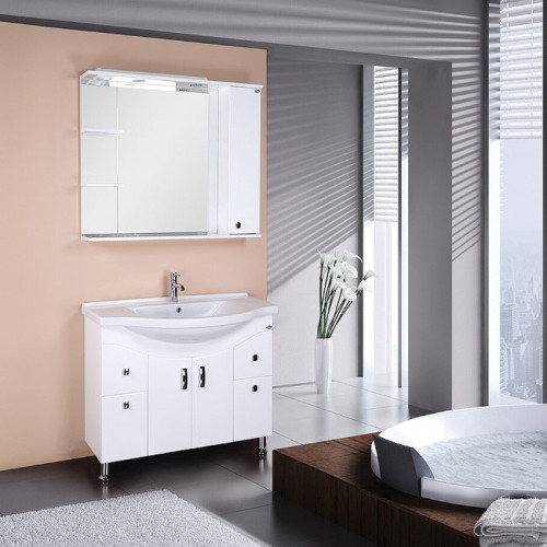 Зеркало со шкафом Onika Эльбрус 100.02 R 210004 с подсветкой Белое МДФ / ЛДСП, стекло