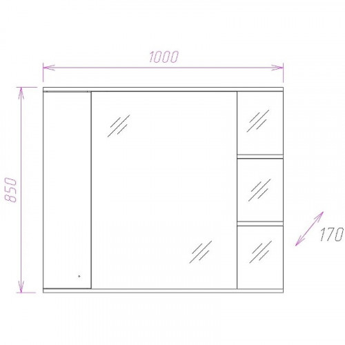 Зеркало со шкафом Onika Эльбрус 100.02 R 210004 с подсветкой Белое МДФ / ЛДСП, стекло