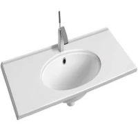Раковина CeramaLux 91 9090F Белая фаянс полувстраиваемая