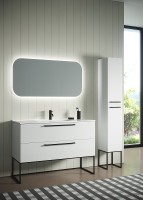 Тумба с раковиной SanVit Сити 120 ksity120 в цвете Ral подвесная Белая глянцевая МДФ / ЛДСП
