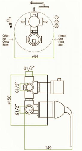 Смеситель для душа Fiore Koko 87CR7561 Хром встраиваемый