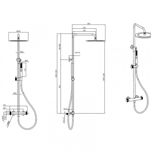 Душевая система Allen Brau Fantasy 5.11001-MG с термостатом Графит брашированный латунь на стену