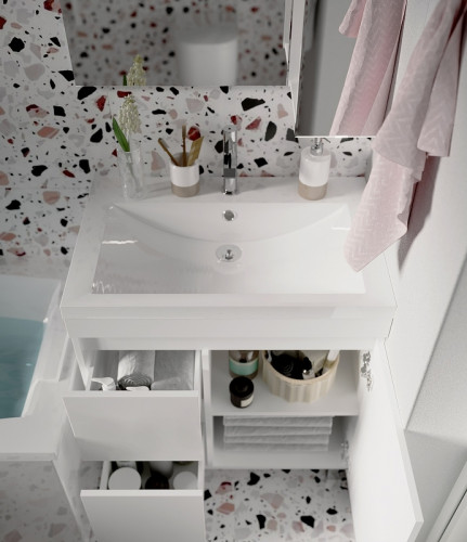 Тумба под раковину 1MarKa Cube 75Н У79532 Белый глянец МДФ / ЛДСП