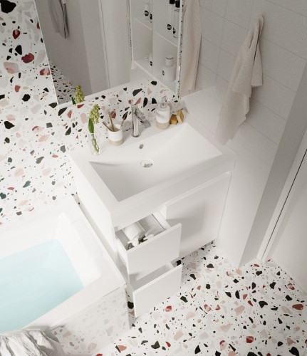 Тумба под раковину 1MarKa Cube 75Н У79532 Белый глянец МДФ / ЛДСП