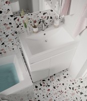 Тумба под раковину 1MarKa Cube 75Н У79532 Белый глянец МДФ / ЛДСП