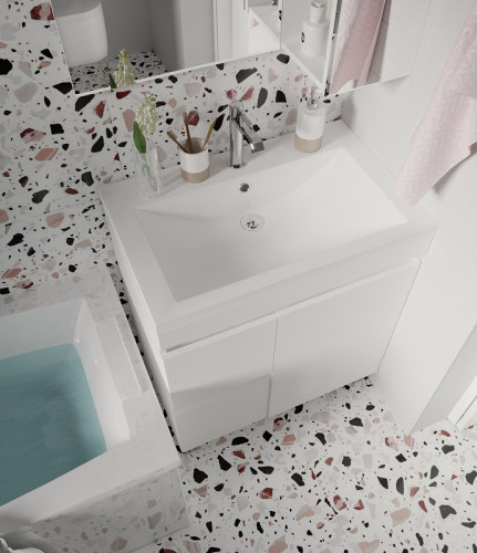 Тумба под раковину 1MarKa Cube 75Н У79532 Белый глянец МДФ / ЛДСП